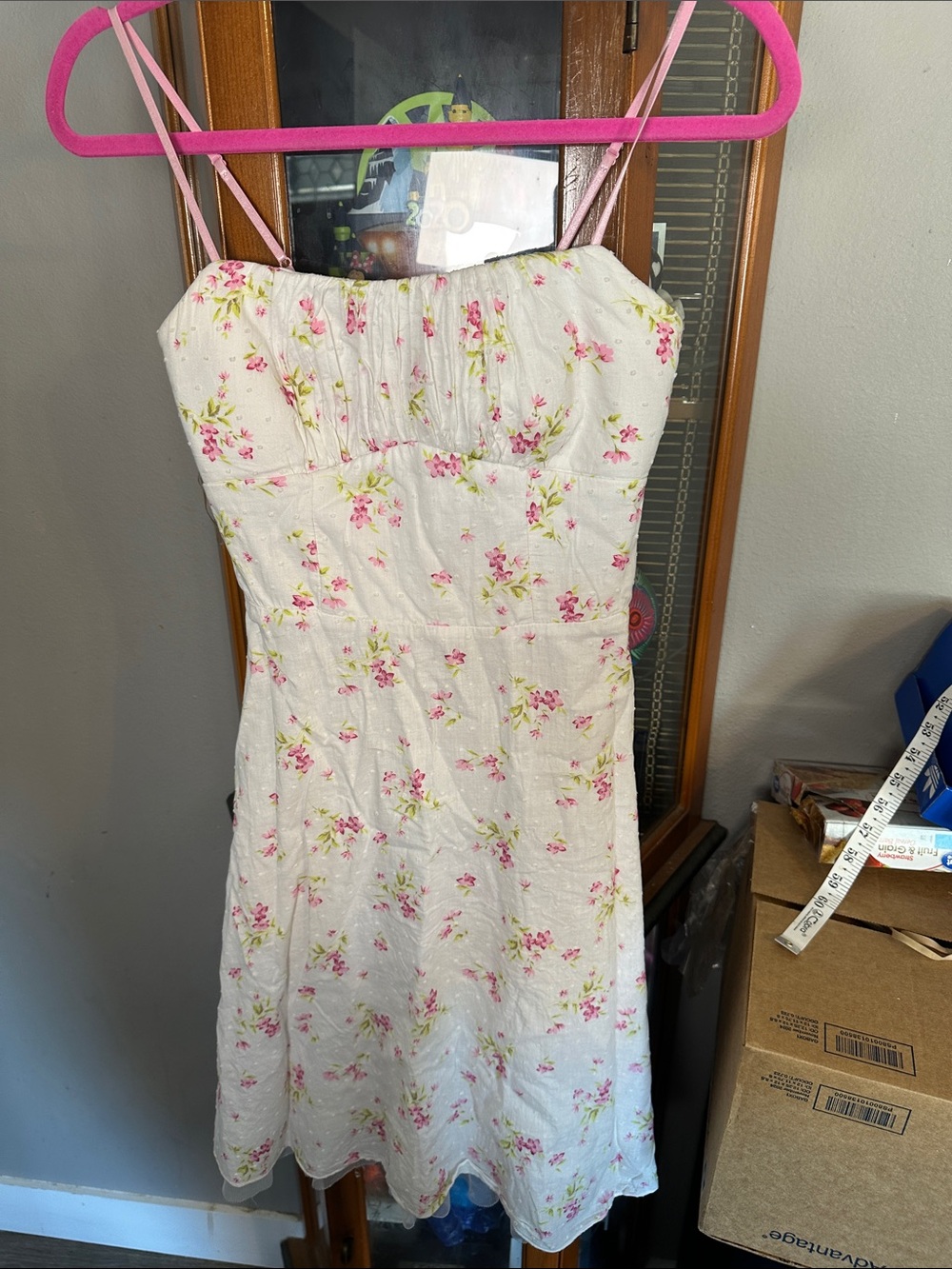 Ruby Rox White Floral Sundress with Pink and Green Accents